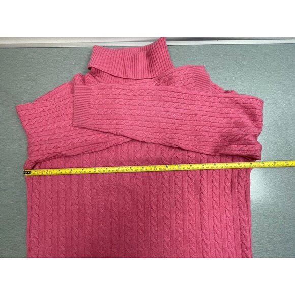 CHARTER CLUB  2 Ply 100% Cashmere Cable Knit Sweater Turtleneck Pink Size Medium - Picture 3 of 14